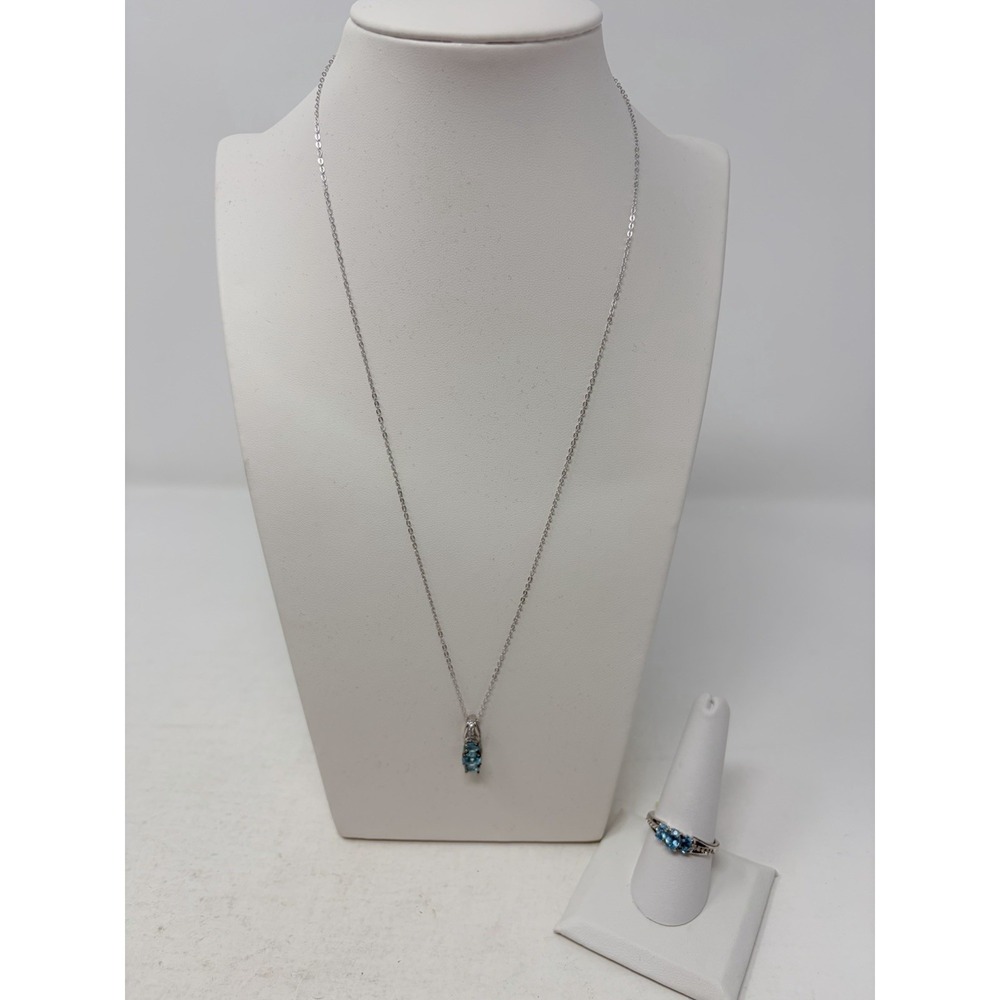 Shop LC Madagascar Paraiba Apatite/Cambodian Zircon Size 9 Ring & Pendant 5608